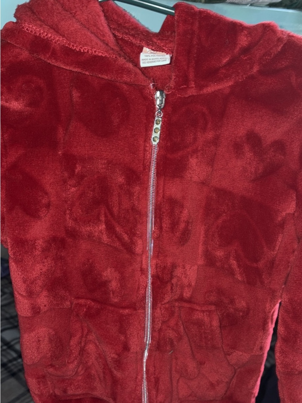 Red Plush Zip Hoodie